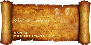Kéri Iván névjegykártya